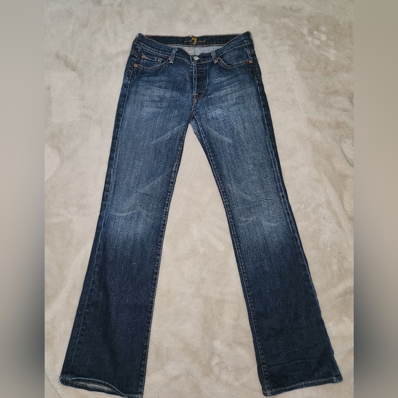 7 For All Mankind Dark Blue Boy Cut Jeans. Womens Size 29 - Picture 1 of 3